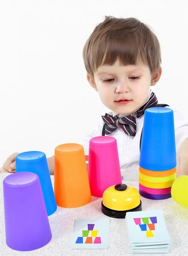Jamal Stacking Cups Game For Kids - Set Includes 12 Cups, 50 Fun Challenging Cards, And Water Timer - Family Games For Kids And Adults, Indoor Recess Game For Classroom, Gifts For Boys And Girls - Image 1